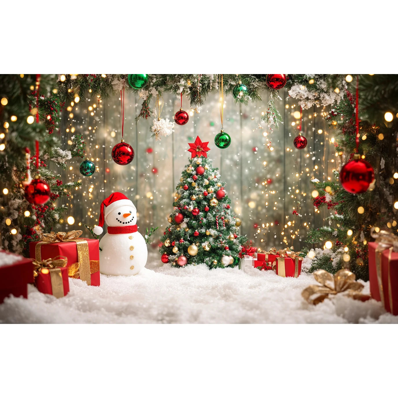 Christmas Decoration 2025 Photography Background Christmas Tree Snowman Photo Background Xmas Party Supplies Home Wall Banner