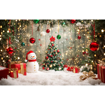 Christmas Decoration 2025 Photography Background Christmas Tree Snowman Photo Background Xmas Party Supplies Home Wall Banner