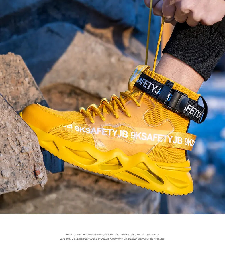 Steel Toe Safety Shoes Men Women Work Safety Boots Lightweight Breathable Comfortable Industrial Construction Sneakers Men Boots