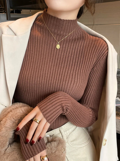 Chic Women’s Turtleneck Knit Sweater – Autumn Winter Slim Pullover