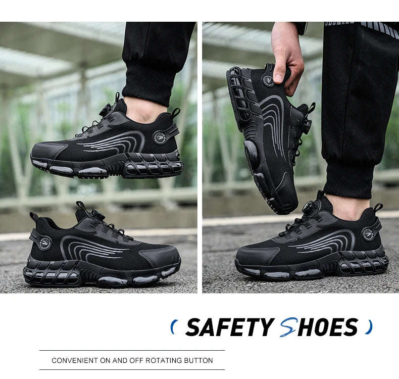 Rotating Button Unisex Safety Shoes Men For Work Sneakers Shoes Puncture-Proof Protective Women Shoes Steel Toe Work footwear