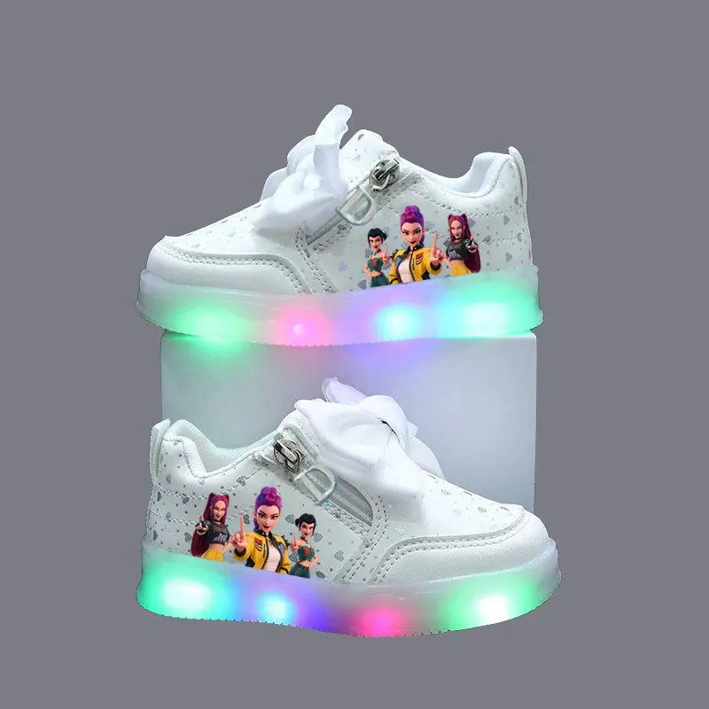 Kpop Demon Hunters Shoes For Kids Children LED Sneakers Baby Toddler Shoes 1-6 Y Anime Huntrix Luminous Sport Shoes Size 21-30