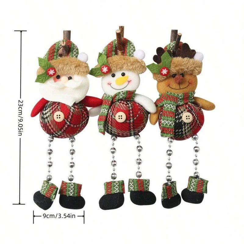 Christmas Tree Decorations, Plush Hanging Ornaments for Holiday Party, Santa Claus Snowman Reindeer Christmas Home Decoration