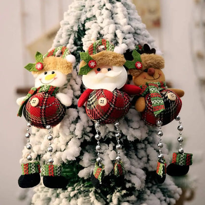 Christmas Tree Decorations, Plush Hanging Ornaments for Holiday Party, Santa Claus Snowman Reindeer Christmas Home Decoration