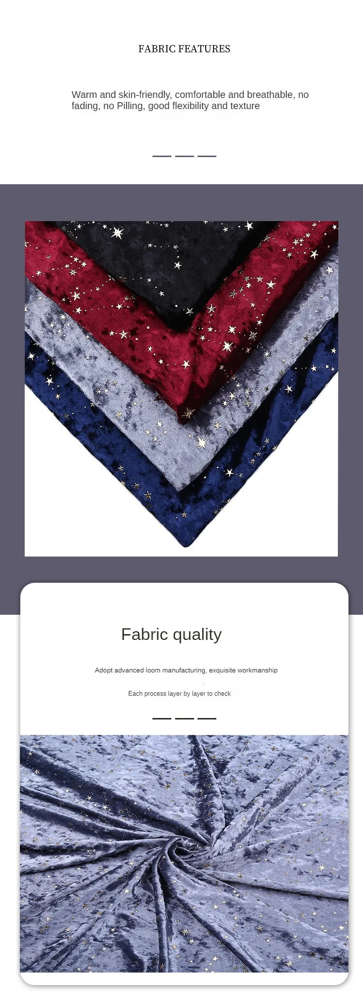 Bronzing Star Velvet Fabric By The Meter for Accessory Dress Pajamas Curtain Pillow Sofa Sewing Velour Cloth Stretch Warm Smooth