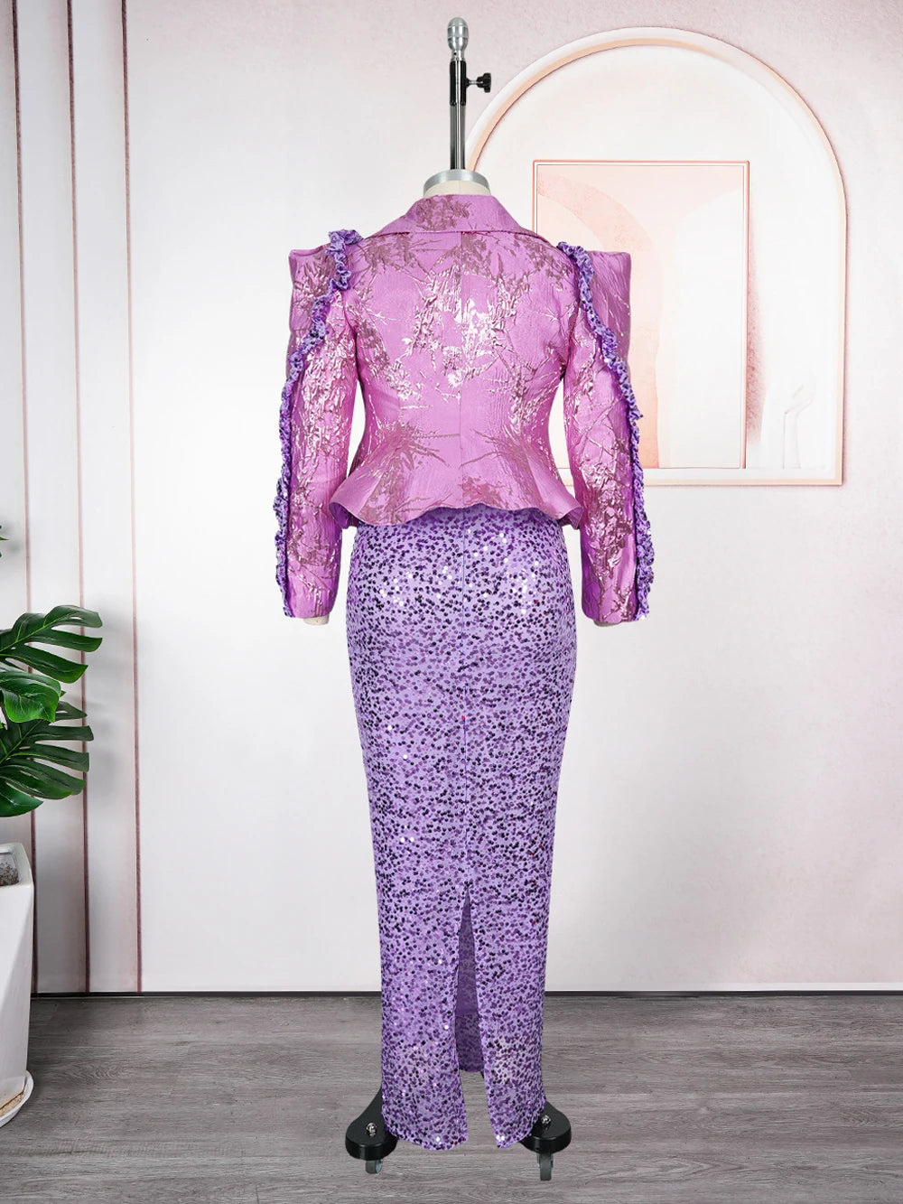Luxury Sequin Coat Dress Set