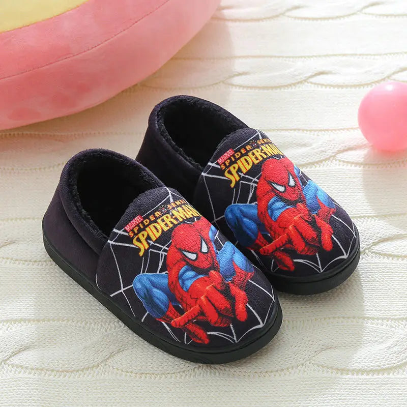Cartoon Printed Spider-man Cotton Slippers For Children&