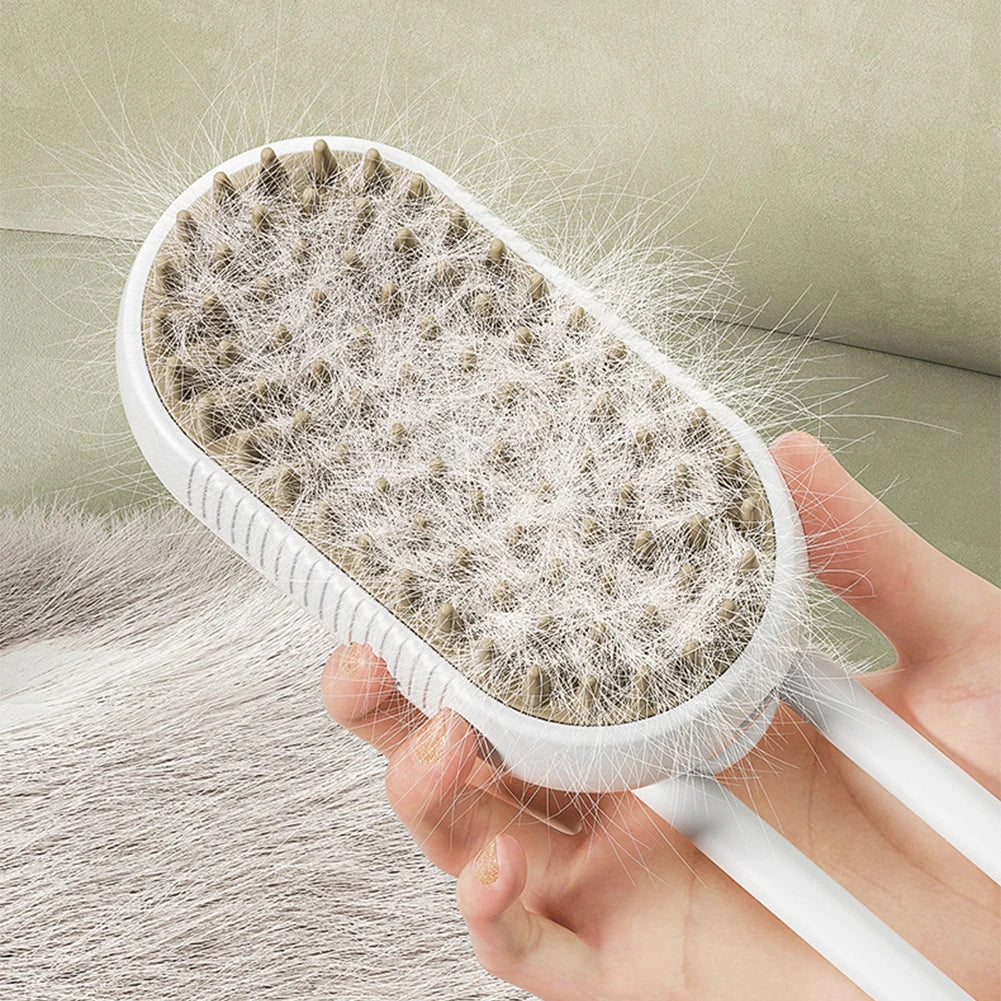 Crisluvᵀᴹ 3-in-1 Pet Steam Brush – USB Rechargeable Cat &amp; Dog Grooming Comb