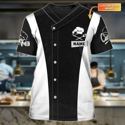 Chef Uniform Pattern T Shirt For Men Customized Name 3D Printed Tees Harajuku Short Sleeve Baggy Street Tops Cool T-shirts