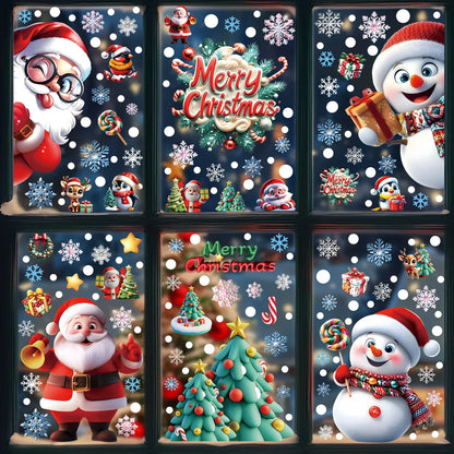 Christmas decorations, gingerbread figurines, snowmen, snowflake glass stickers, Christmas party decorations