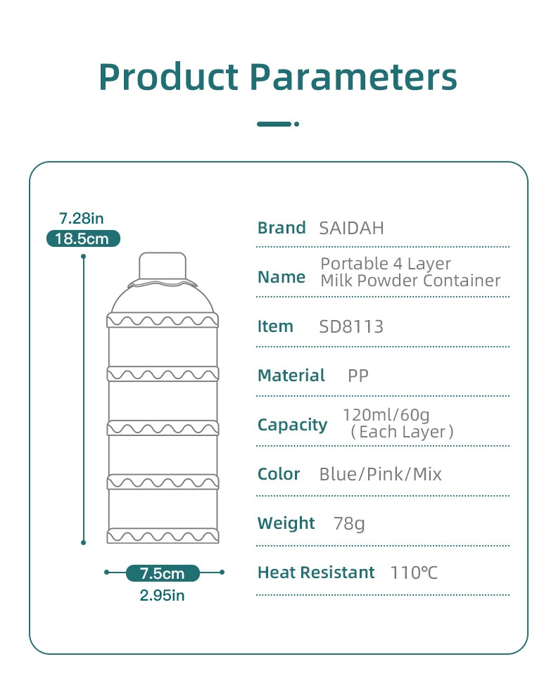 Portable 4 Layer Milk Powder Storage Box