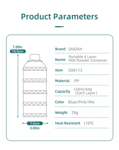 Portable 4 Layer Milk Powder Storage Box