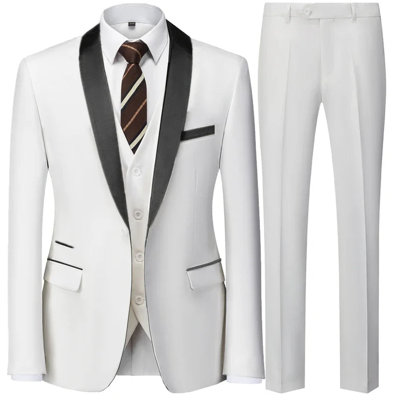 Men’s 3-Piece Slim Fit Suit – Blazer, Vest &amp; Pants for Wedding &amp; Party