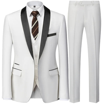 Men’s 3-Piece Slim Fit Suit – Blazer, Vest &amp; Pants for Wedding &amp; Party