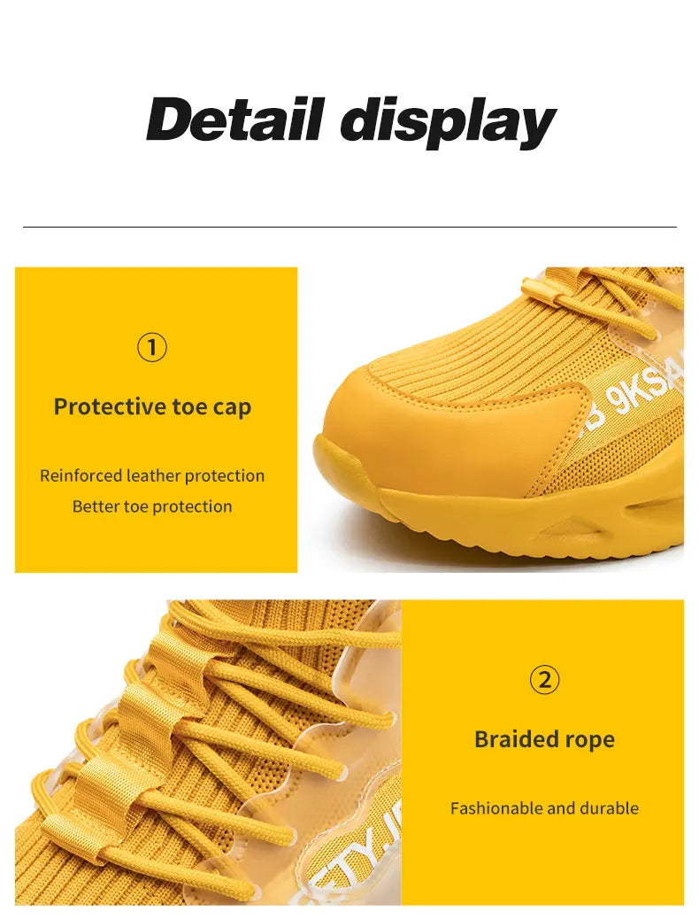 Steel Toe Safety Shoes Men Women Work Safety Boots Lightweight Breathable Comfortable Industrial Construction Sneakers Men Boots