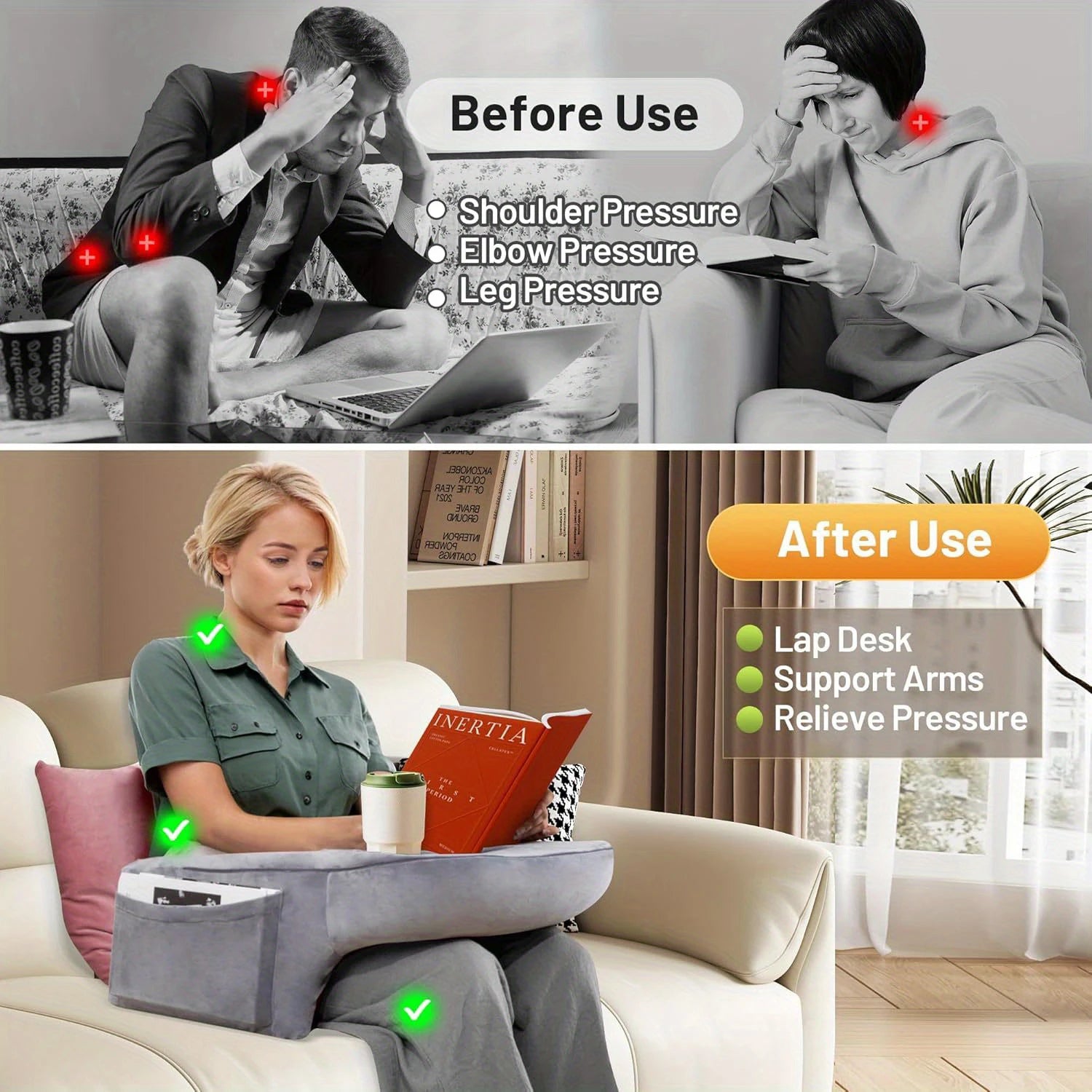 Reading Pillow for Gaming Memory Foam Lap Desk