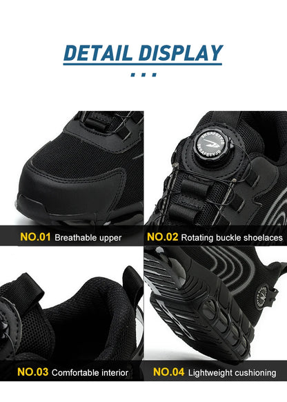 Rotating Button Unisex Safety Shoes Men For Work Sneakers Shoes Puncture-Proof Protective Women Shoes Steel Toe Work footwear
