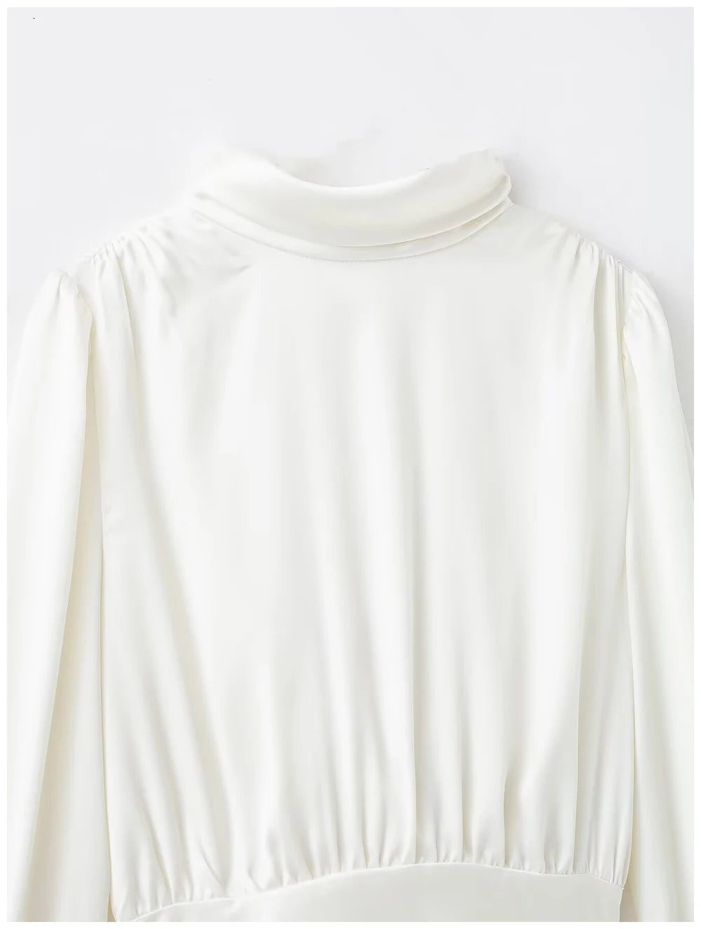 Womens Satin Textured Backless Blouse With Bow Detail Long Sleeves Elegant And Silky Women S Shirt Top For Everyday Casual Wear