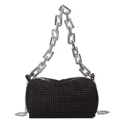 Allover Rhinestone Bucket Bag, Glitter Chain Prom Purse, Women&