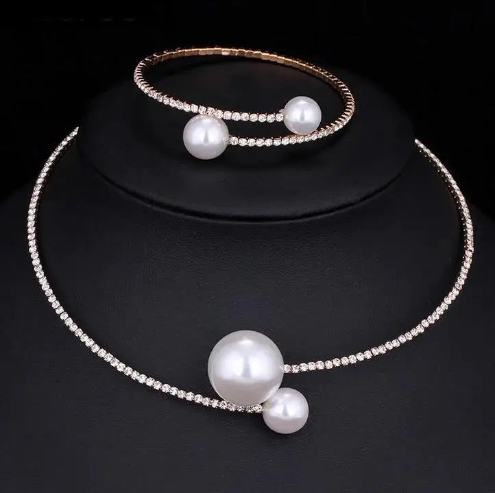 Crisluv™ Wedding Pearl Necklace, Bracelet &amp; Earrings Set