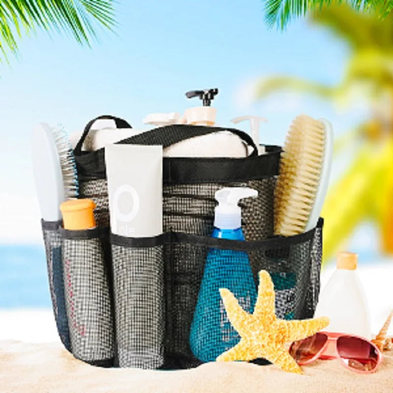 Transparent Mesh Cosmetic Tote Bag Beach Bathroom Shower Accessories Travel Portable Towel Toiletry Handbag Storage Organizer