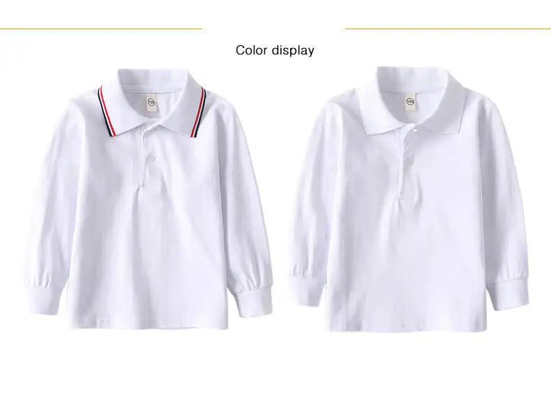 Children Long Sleeve Cotton School Uniform White
