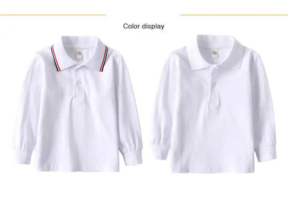 Children Long Sleeve Cotton School Uniform White