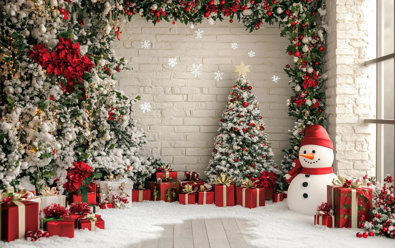 Christmas Decoration 2025 Photography Background Christmas Tree Snowman Photo Background Xmas Party Supplies Home Wall Banner