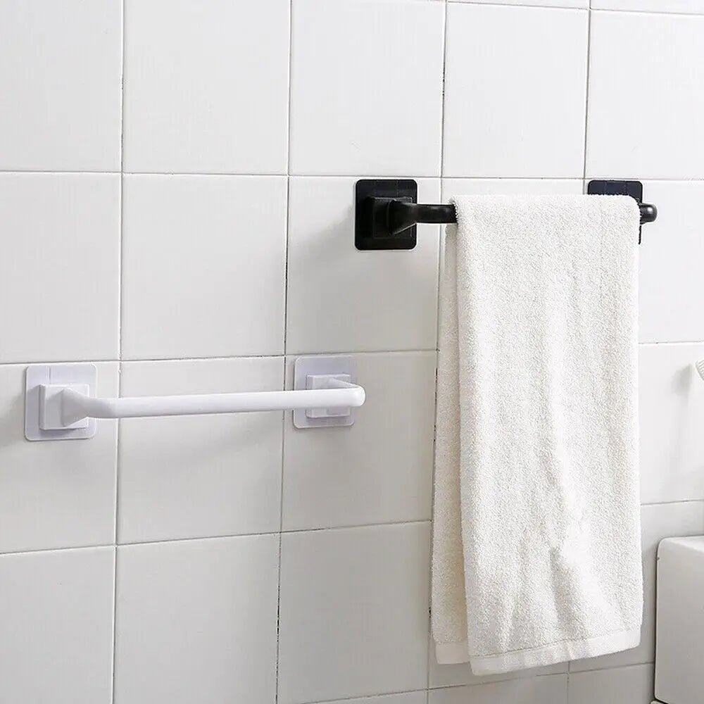 Kitchen Bathroom Wall Bath Towel Holder Rail Rack Portable Self Adhesive Towel Rod Bar Useful Household Gadget