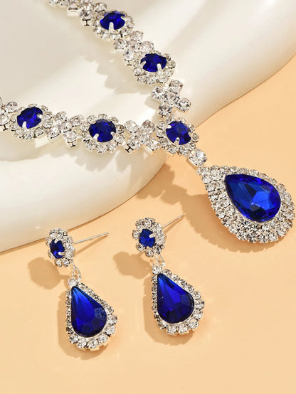 Crisluv™ Bridal Crystal Droplet Necklace &amp; Earrings Set – 3-Piece Elegant Design
