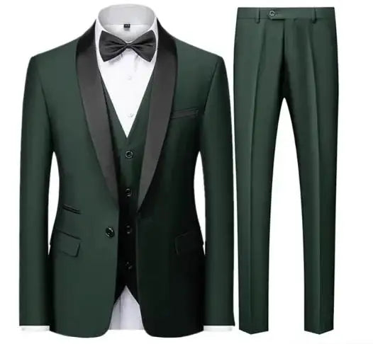 Men’s 3-Piece Slim Fit Suit – Blazer, Vest &amp; Pants for Wedding &amp; Party