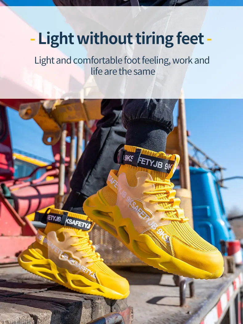 Steel Toe Safety Shoes Men Women Work Safety Boots Lightweight Breathable Comfortable Industrial Construction Sneakers Men Boots