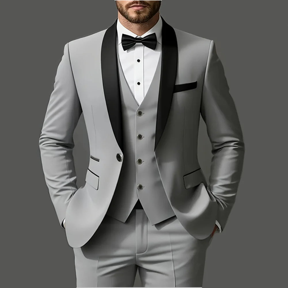 Men’s 3-Piece Suit Set – Jacket, Vest &amp; Pants for Weddings &amp; Formal Events