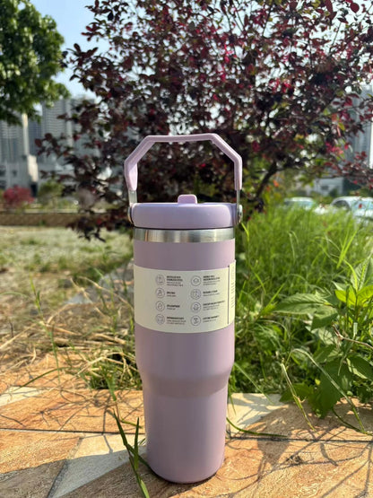 MINISO 30 oz Vacuum Thermos Cup with Treatment Double Layer Thermos Cup Stainless Steel Sports Water Bottle Hot and Cold Drinks