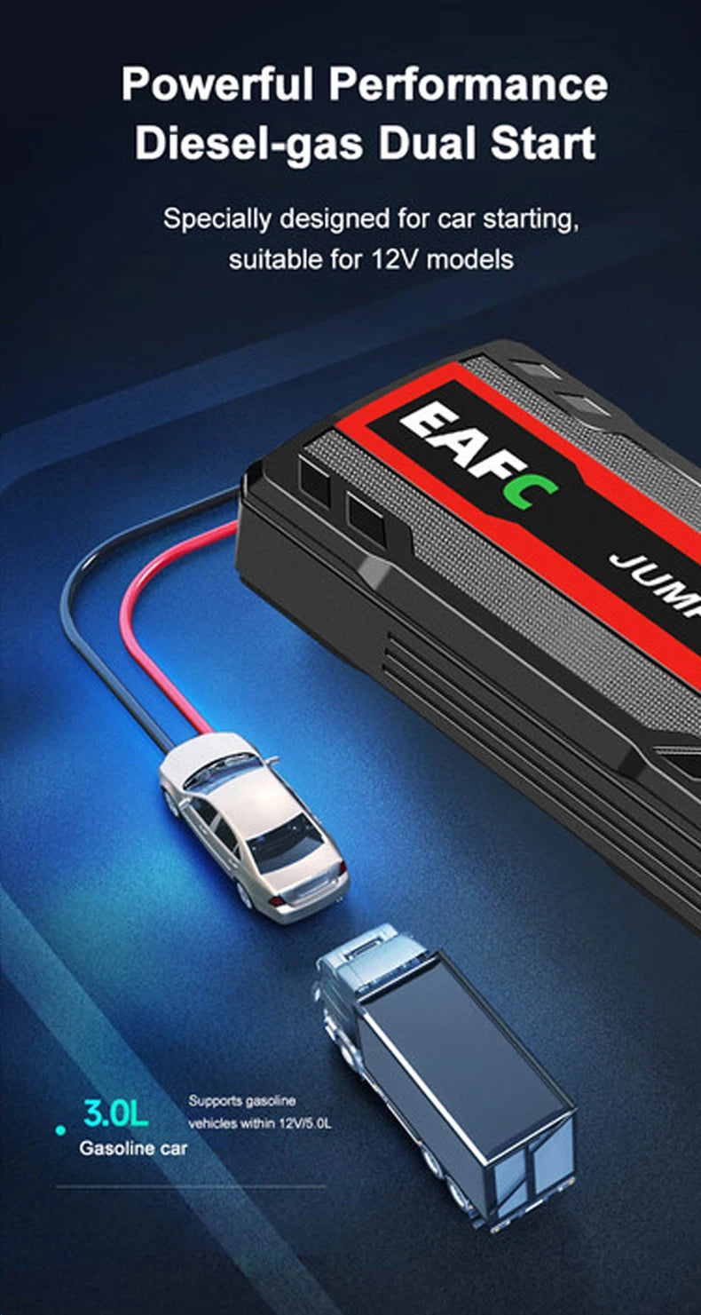 EAFC Car Jump Starter Power Bank Car Battery Starter 600A12V Auto Starting Device with LED Light For Auto Battery Booster Buster