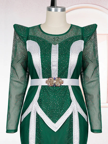 Plus Size African Party Dresses for Women Dashiki Diamond Pleated Long Dress Elegant Turkey Muslim Wedding Evening Gown 2026