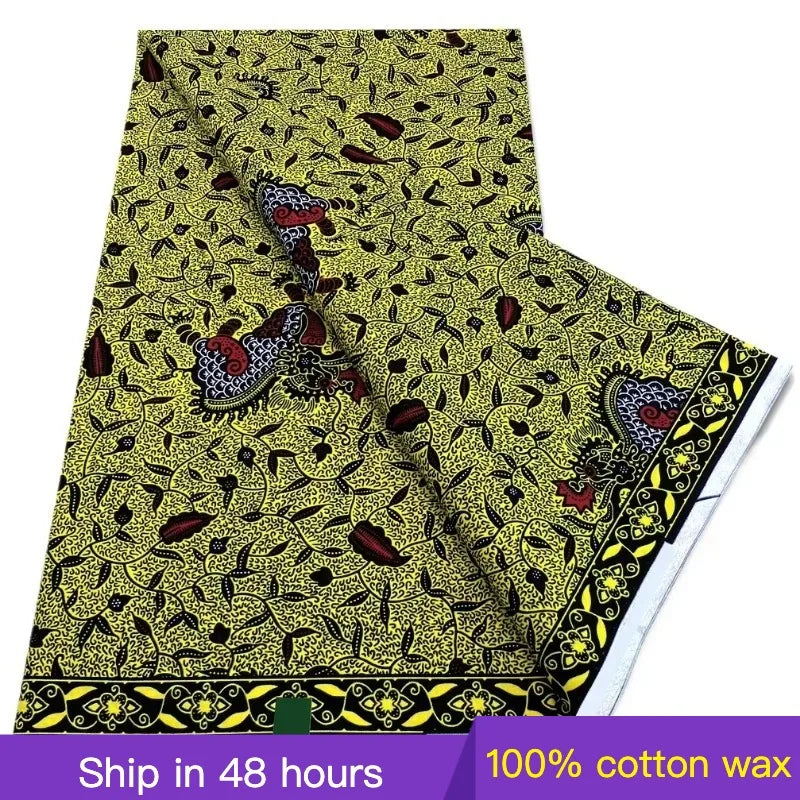 100% Cotton Batik Nigeria Women Style Ankara Wax Fabric Soft Pagne 2025 New Guaranteed Veritable African Real Wax Prints Fabric