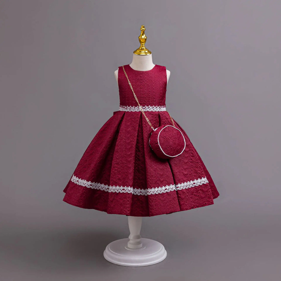 HETISO Autumn/Winter Long Sleeve Girl Party Dress Elegant Lace Christmas Formal Gown Gift with Bag for Kids Children 2-8Y