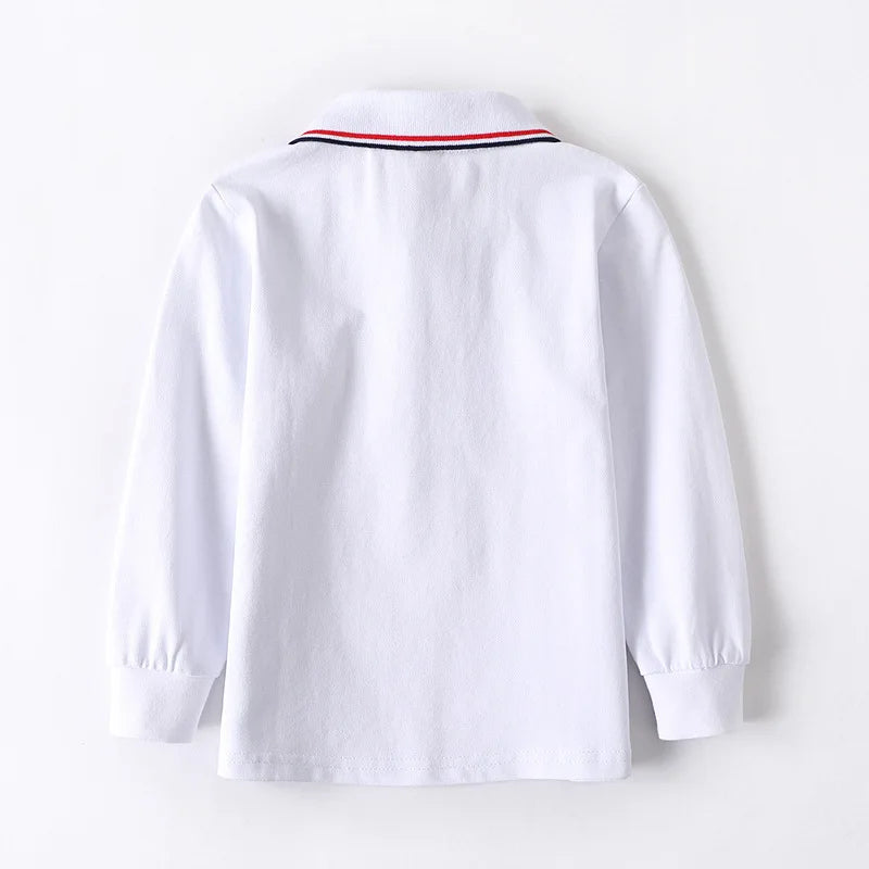 Children Long Sleeve Cotton School Uniform White
