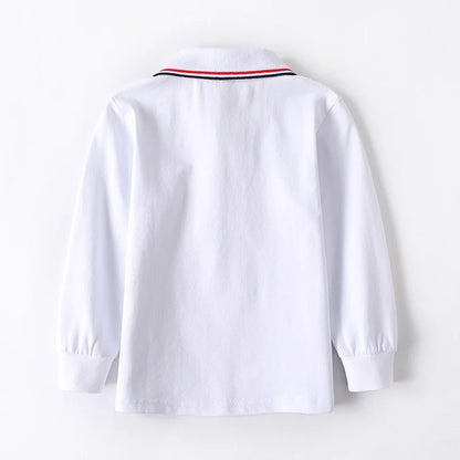 Children Long Sleeve Cotton School Uniform White