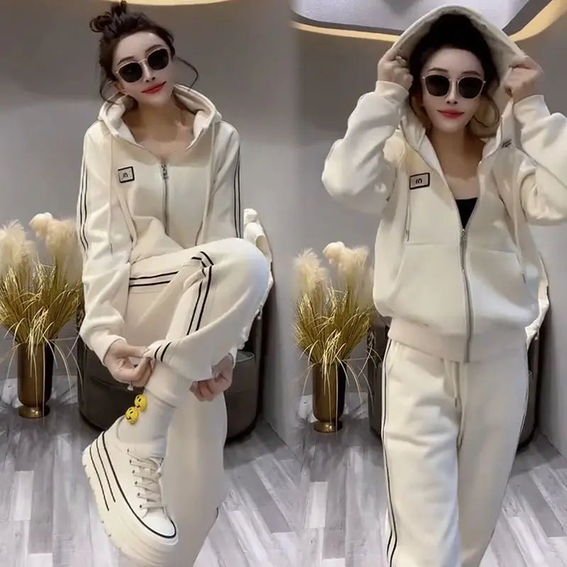 Fashionable Loose Sweatshirt Set Women&