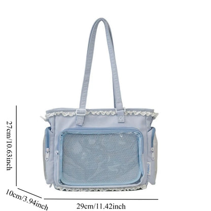Japan Style Preppy Messenger Bag with Cute Bow Anime Shoulder Crossbody Bag For Sweet JK Girls Tote Bag