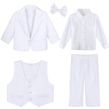 Baby Boy Tuxedo Suit – Infant Formal Wedding &amp; Birthday Gentleman Outfit