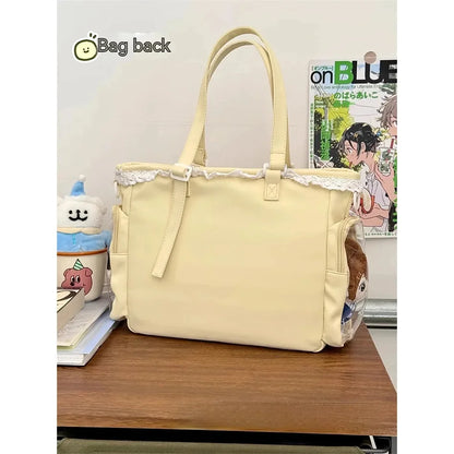 Japan Style Preppy Messenger Bag with Cute Bow Anime Shoulder Crossbody Bag For Sweet JK Girls Tote Bag