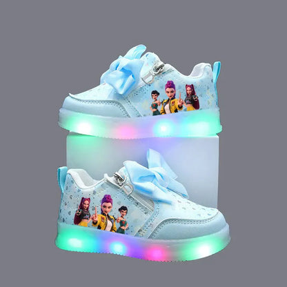 Kpop Demon Hunters Shoes For Kids Children LED Sneakers Baby Toddler Shoes 1-6 Y Anime Huntrix Luminous Sport Shoes Size 21-30