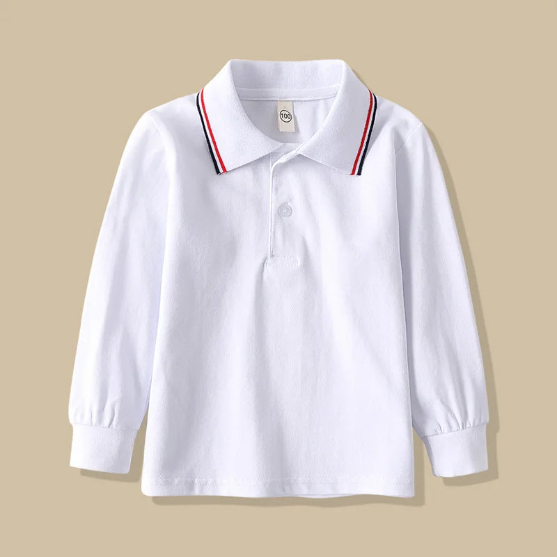 Children Long Sleeve Cotton School Uniform White