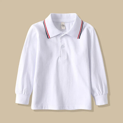 Children Long Sleeve Cotton School Uniform White