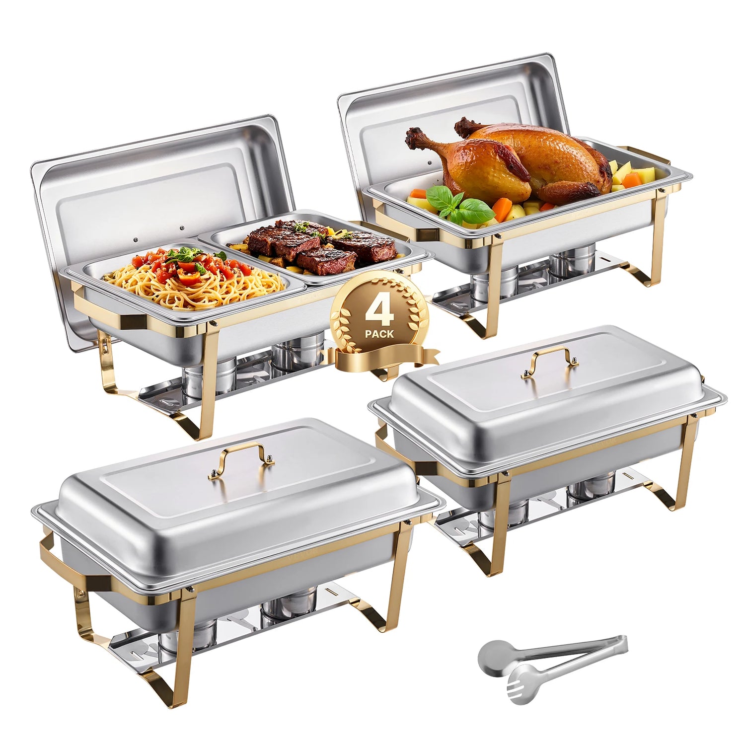 8 Qt Stainless Steel Chafing Dish Set 4-Pack