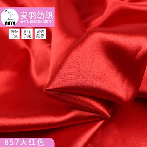 Stretch Satin Fabric By The Meter for Cheongsam Hanfu Dresses Sewing Plain Soft Skin-friendly High-density Cloth Thin Breathable