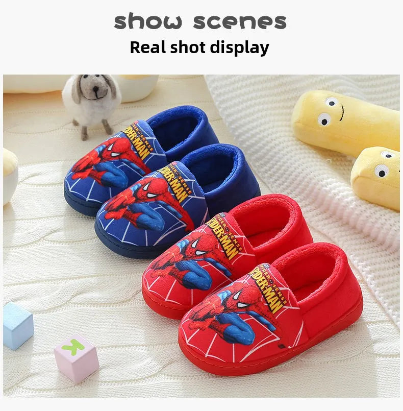 Cartoon Printed Spider-man Cotton Slippers For Children&